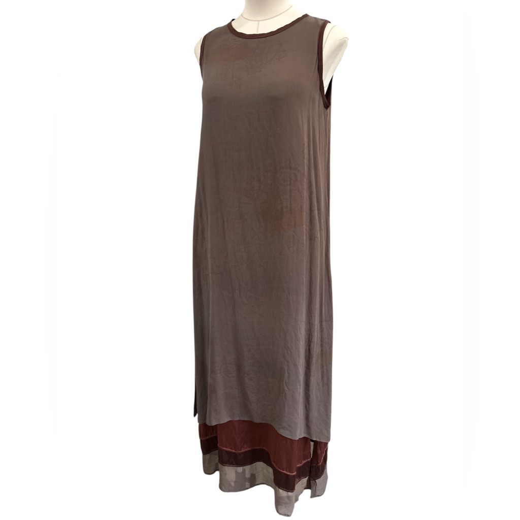 80s Exotic Brand Layered Silk Sleeveless Maxi Dress 80s Exotic Brand Layered Silk Sleeveless Maxi Dress